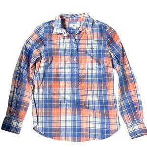 Vineyard Vines Plaid Half Button Up Longsleeve Cotton Shirt Size 0‎